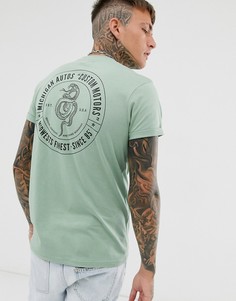 Футболка с отворотами на рукавах и принтом змеи ASOS DESIGN-Зеленый