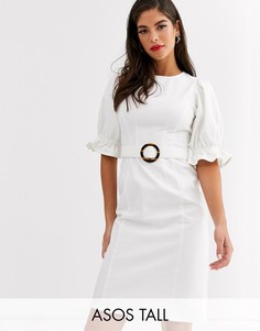 Белое джинсовое платье миди с объемными рукавами ASOS DESIGN Tall-Белый