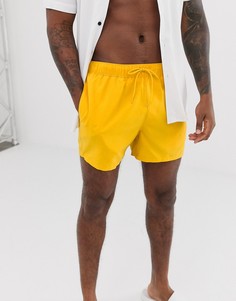 Короткие шорты для плавания горчичного цвета ASOS DESIGN-Желтый