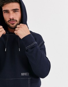 Темно-синее худи с контрастными швами New Look-Черный