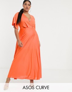 Платье макси с широкими рукавами ASOS DESIGN Curve-Оранжевый