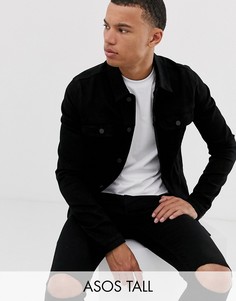 Черная приталенная джинсовая куртка в стиле вестерн ASOS DESIGN Tall-Черный