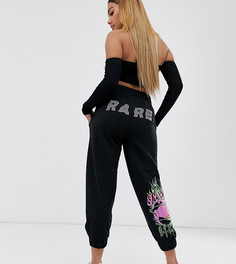 Джоггеры с принтом и светоотражающей отделкой ASOS DESIGN Petite-Черный