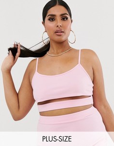 Розовый кроп-топ с вырезами для вечеринок Fashionkilla Plus