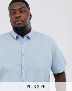 Голубая рубашка из эластичного хлопка с короткими рукавами Jack & Jones Originals-Синий