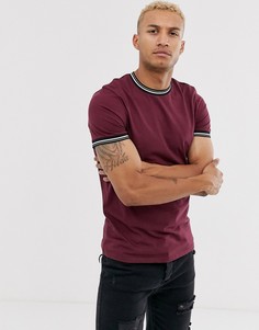 Бордовая футболка с контрастной отделкой ASOS DESIGN-Красный