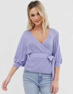 Топ с запахом и пышными рукавами ASOS DESIGN-Фиолетовый
