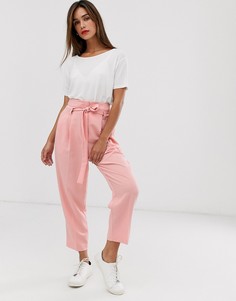 Суженные книзу брюки длиной до щиколотки с завязкой на талии ASOS DESIGN-Розовый