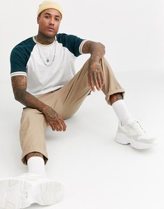 Свободная белая футболка из органического хлопка с рукавами реглан ASOS DESIGN-Зеленый