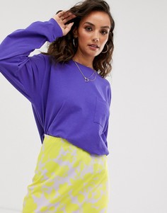 Фиолетовая oversize-футболка с карманом ASOS DESIGN-Фиолетовый