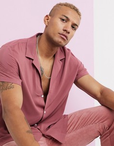 Розовая свободная рубашка из вискозы с отложным воротником ASOS DESIGN-Розовый