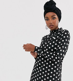 Футболка с длинным рукавом в горошек с высоким воротом Verona-Черный