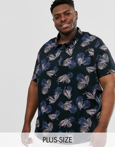 Темно-синее поло с цветочным принтом Jacamo-Темно-синий