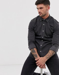 Серая выбеленная джинсовая рубашка Topman-Серый