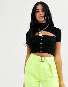 Укороченный топ с вырезом и люверсами ASOS DESIGN-Черный