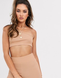 Комбинируемый топ в рубчик на одно плечо для дома ASOS DESIGN-Светло-коричневый
