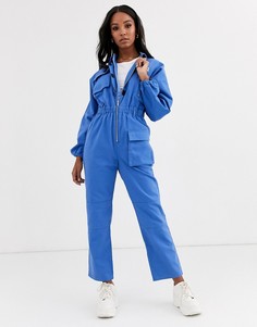 Синий джинсовый комбинезон с молниями ASOS DESIGN
