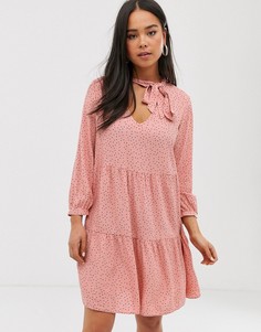 Розовое свободное платье в горошек New Look-Розовый