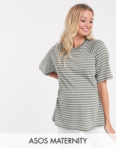 Футболка в полоску ASOS DESIGN Maternity-Зеленый