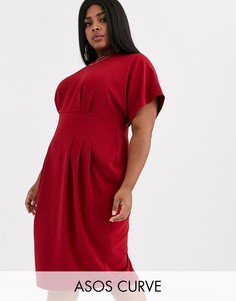 Приталенное платье-футляр миди ASOS DESIGN Curve-Красный