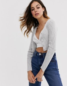 Ажурный кардиган ASOS DESIGN-Серый