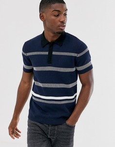 Темно-синее трикотажное поло с полосками Jack & Jones Premium-Темно-синий