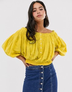 Топ с открытыми плечами Free People dancing till dawn-Желтый