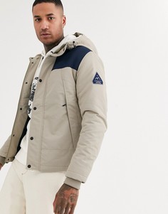 Серая дутая куртка с капюшоном и контрастной отделкой Jack & Jones Originals-Серый