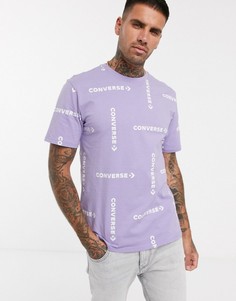 Сиреневая футболка с принтом Converse-Фиолетовый