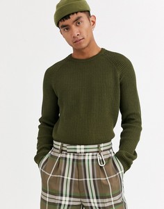Джемпер цвета хаки в рубчик ASOS DESIGN-Зеленый