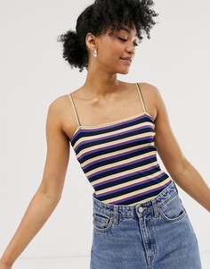 Топ в разноцветную полоску Monki-Бежевый