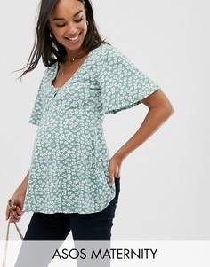 Топ для кормящих мам на пуговицах с V-образным вырезом ASOS DESIGN Maternity-Мульти
