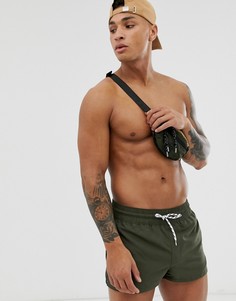 Короткие шорты для плавания цвета хаки ASOS DESIGN-Зеленый