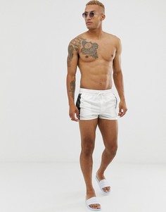 Белые короткие шорты для плавания со светоотражающими вставками ASOS DESIGN-Белый
