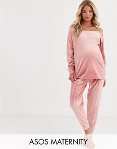 Велюровый свитшот для дома ASOS DESIGN Maternity-Розовый