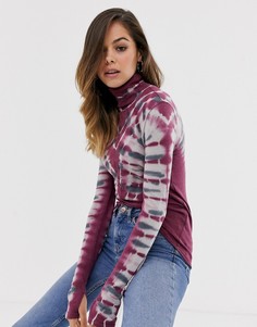 Топ с высоким воротом и психоделическим принтом Free People-Фиолетовый