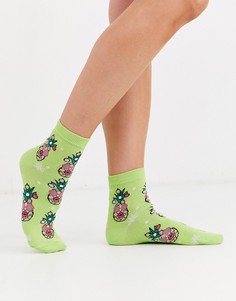 Новогодние носки с рисунком ананаса ASOS DESIGN-Зеленый