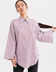 Рубашка в полоску с деревянными пуговицами ASOS WHITE-Мульти