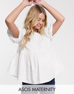 Свободный льняной топ ASOS DESIGN Maternity-Бесцветный