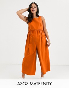 Комбинезон с присборенной талией ASOS DESIGN Maternity-Оранжевый