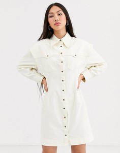 Платье-рубашка в стиле милитари ASOS WHITE-Кремовый