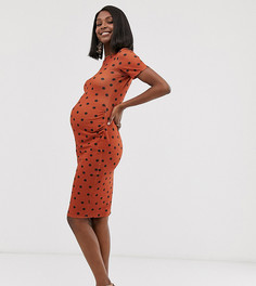 Трикотажное платье-футболка в горошек Blume Maternity-Черный