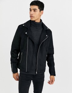 Черная байкерская куртка из искусственной замши ASOS DESIGN-Черный