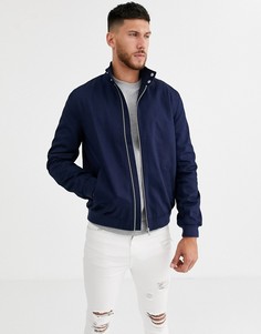 Темно-синяя куртка Харрингтон с воротником-трубой ASOS DESIGN-Темно-синий