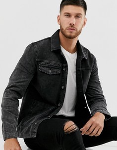 Серая джинсовая куртка в стиле милитари River Island-Серый