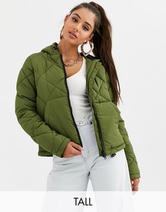 Дутая куртка с капюшоном Noisy May Tall-Зеленый
