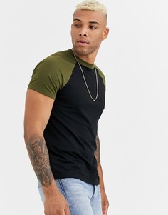 Футболка с рукавами реглан и круглым вырезом ASOS DESIGN-Черный