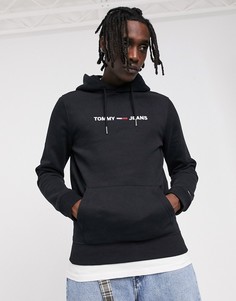 Черный худи классического кроя с логотипом на груди Tommy Jeans