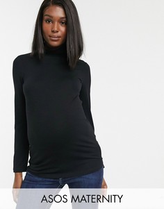 Черный лонгслив с высоким воротником ASOS DESIGN Maternity