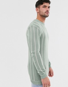 Зеленый джемпер в полоску Topman